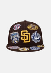 NEW ERA Cappello con visiera San Diego Padres All Over 59 FIFTY Fitted marrone logo giallo