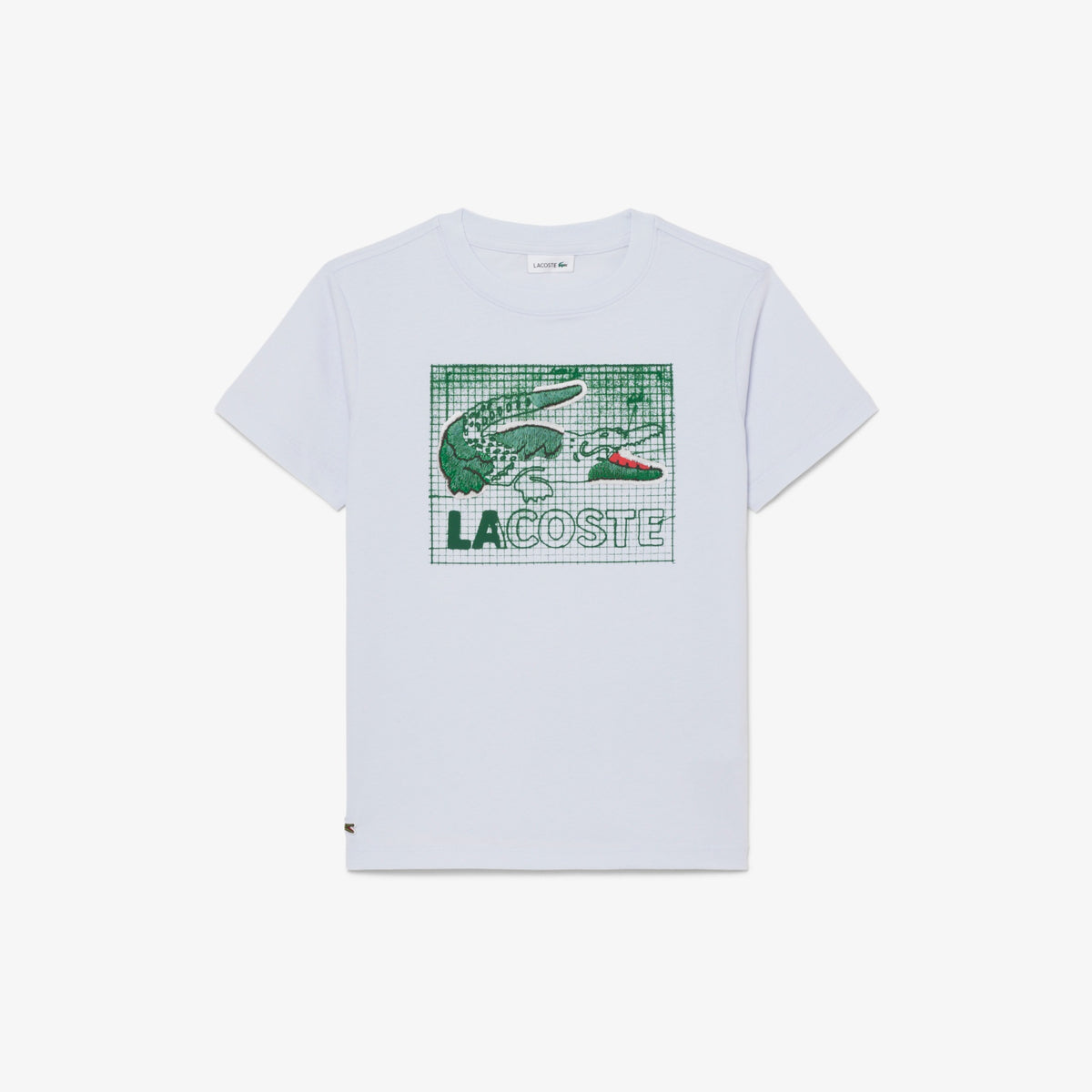 LACOSTE T-Shirt in Cotone con Stampa Grafica  Bambino/Bambina Bianca