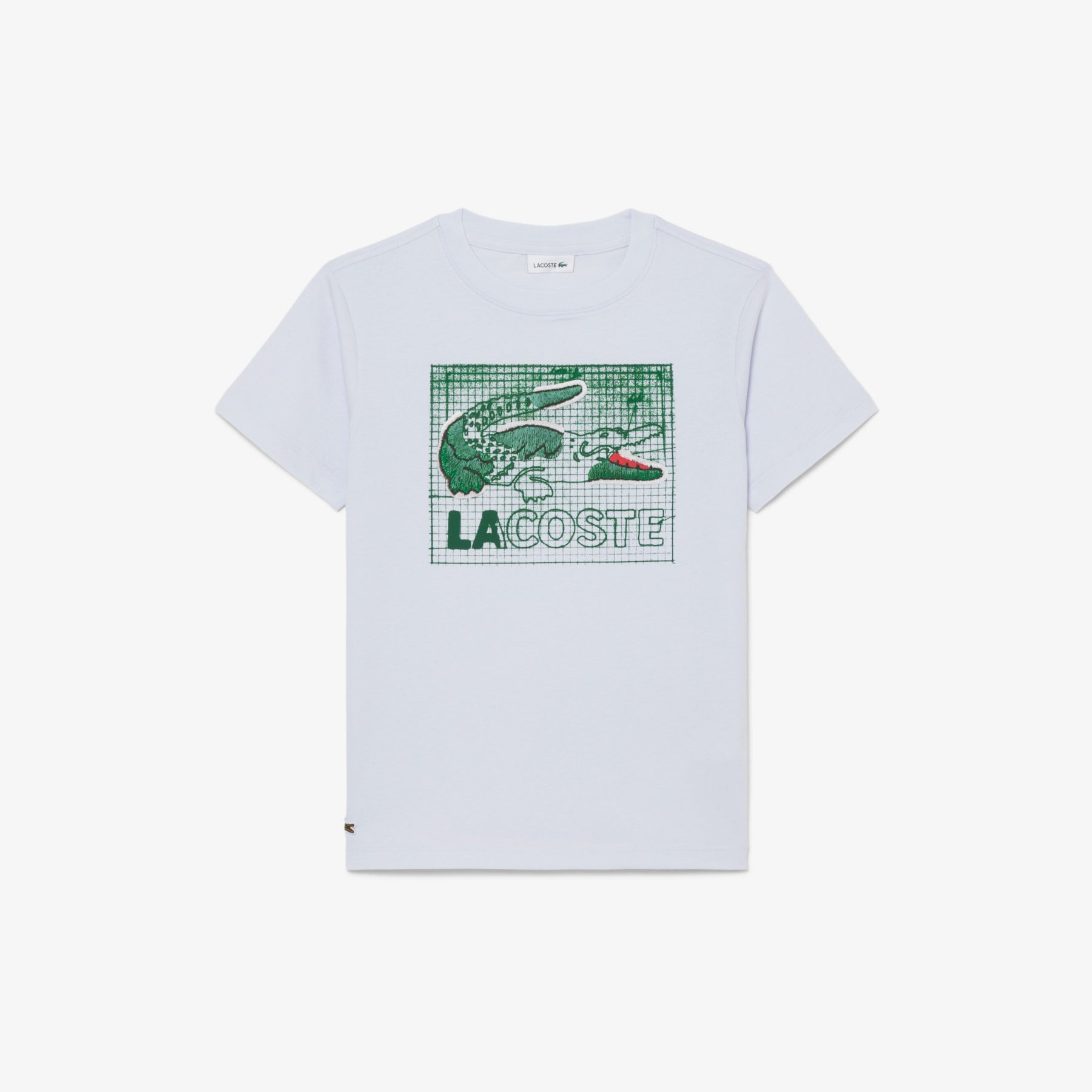 LACOSTE T-Shirt in Cotone con Stampa Grafica  Bambino/Bambina Bianca