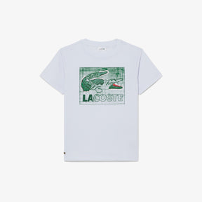 LACOSTE T-Shirt in Cotone con Stampa Grafica  Bambino/Bambina Bianca