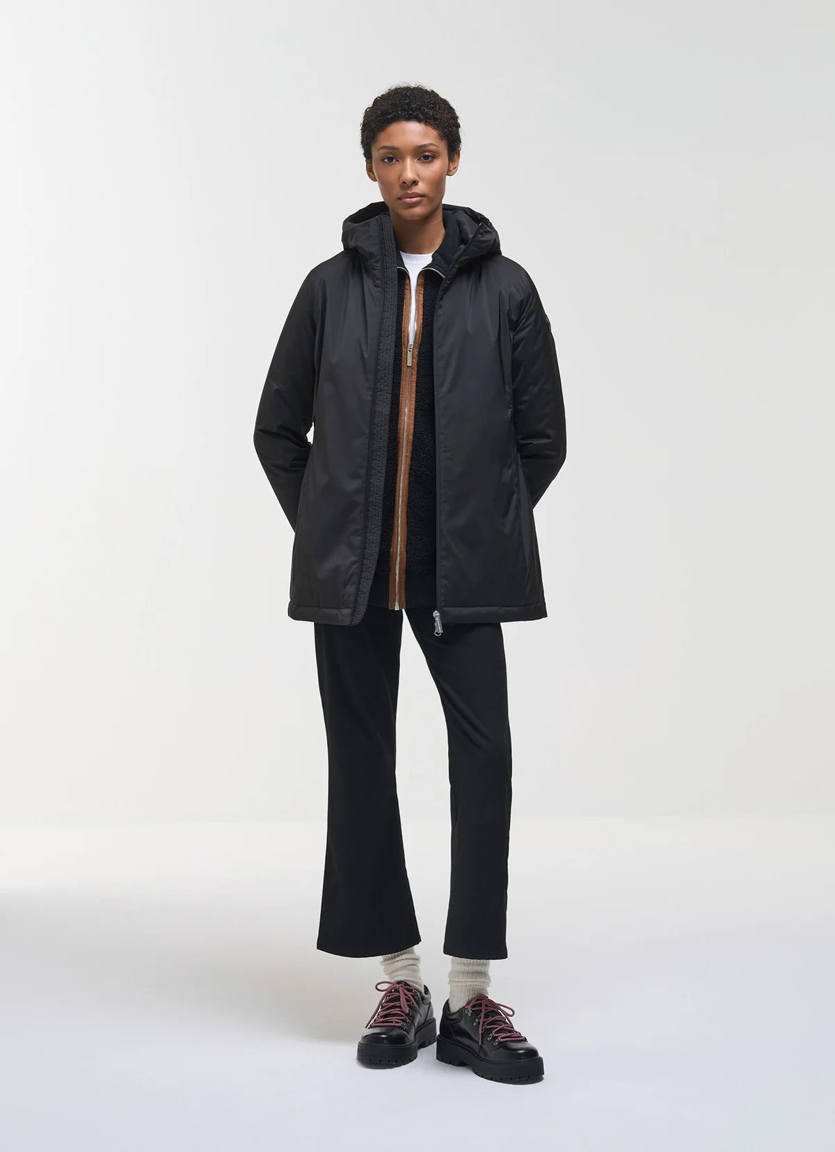 COLMAR Giacca Donna Lunga Impermeabile Con Cappuccio Nero 26/27