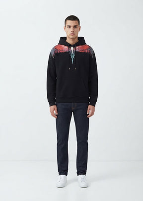 COUNTY OF MILAN Felpa Con Cappuccio Marcelo Burlon Nera Con Ali Rosse