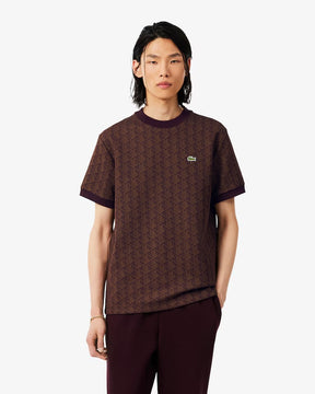 LACOSTE T-Shirt Monogram Uomo Marrone