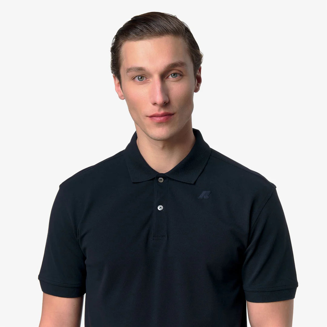 K-WAY Polo Simor Pique Logo Tono Su Tono Blu