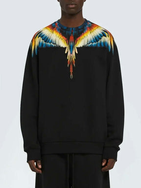 COUNTY OF MILAN Felpa Con Stampa Con Ali Blu/Bianca/Rossa Girocollo Nera