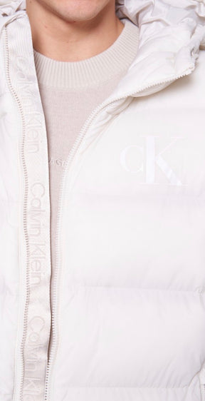 CALVIN KLEIN Giubbotto Invernale Con Logo Sul Petto Grande Bianco
