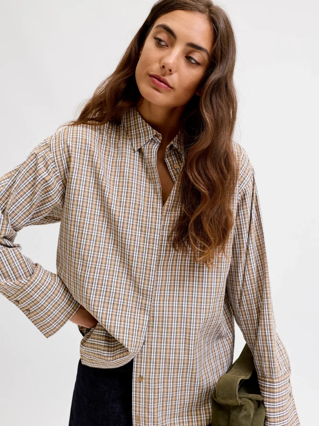 JJXX Donna Jxcaro Camicia A Quadri beige  AW26