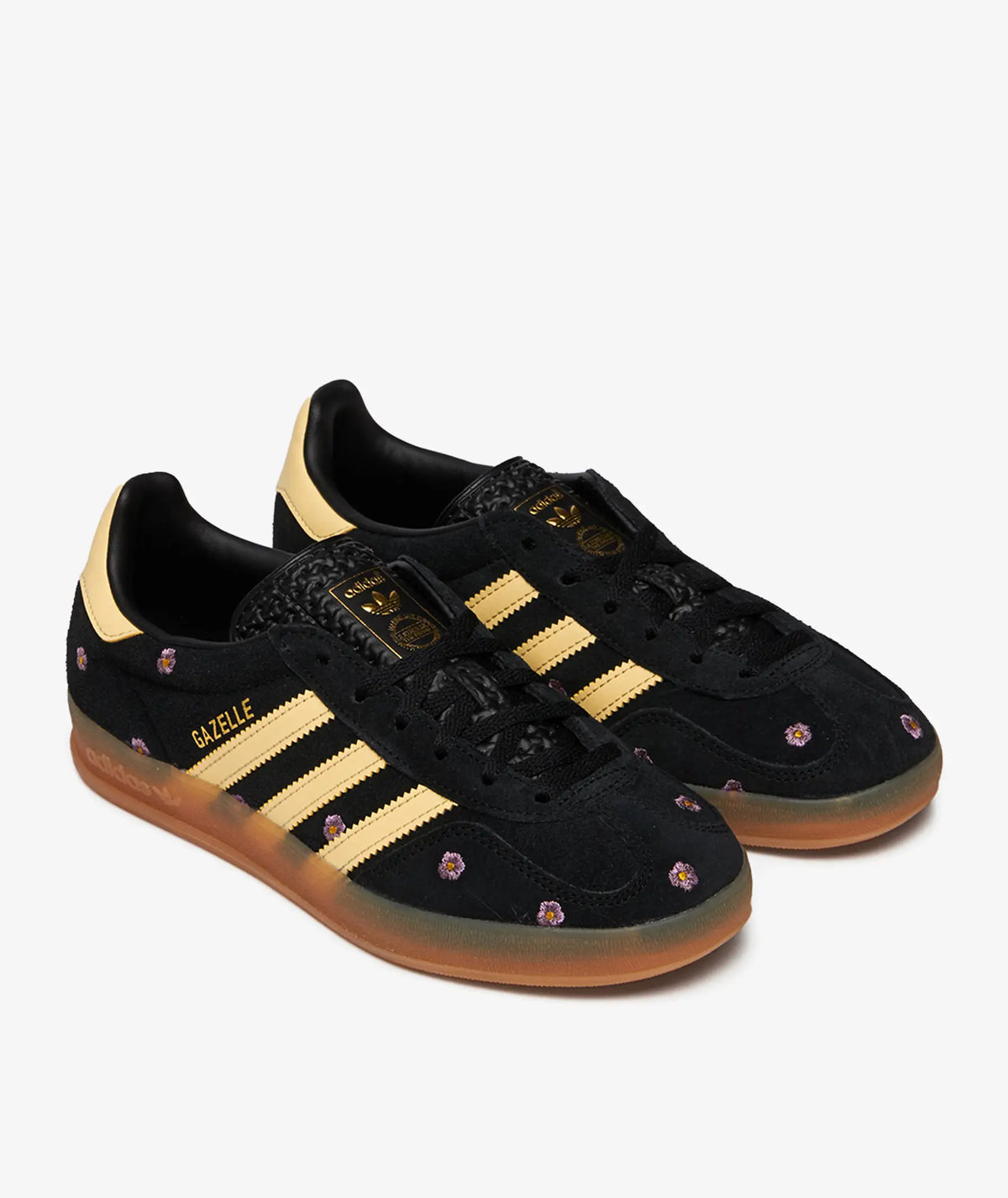 Adidas Gazzelle Indoor Con Fiori Ricamati Nera/Gialla