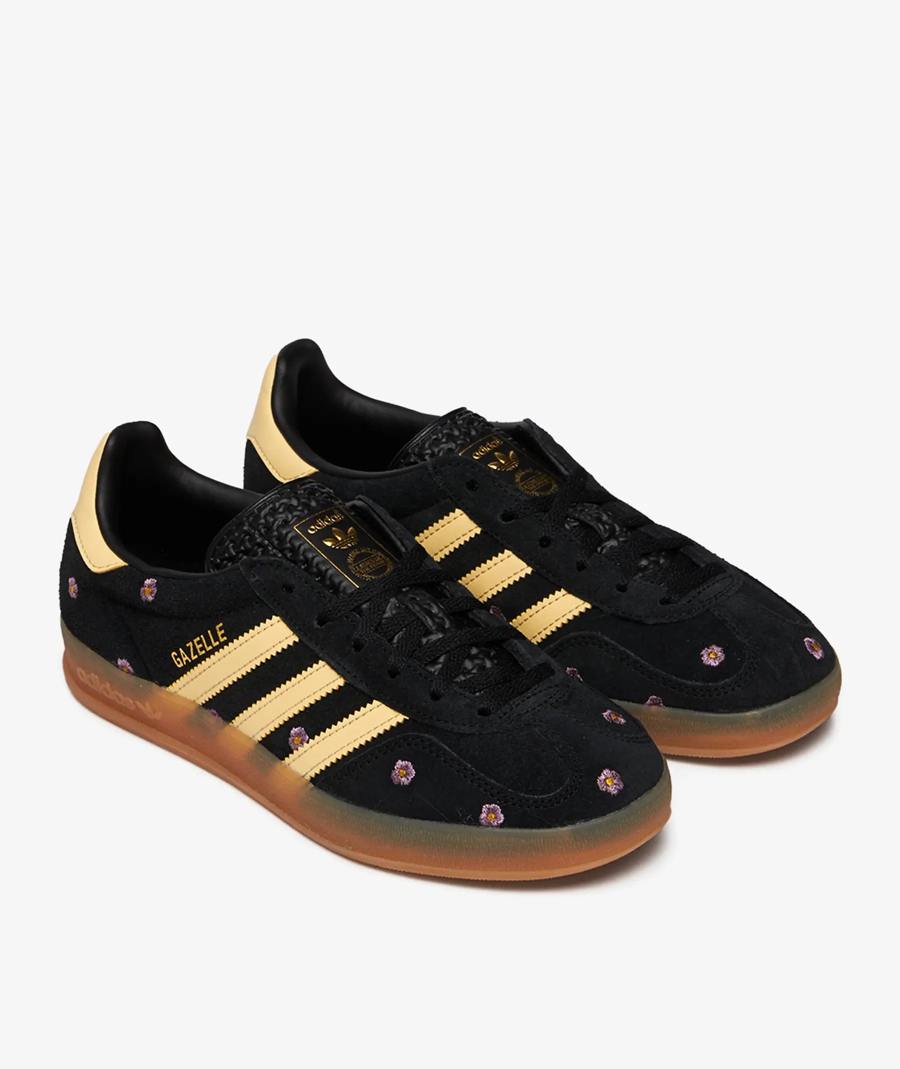 Adidas Gazzelle Indoor Con Fiori Ricamati Nera/Gialla