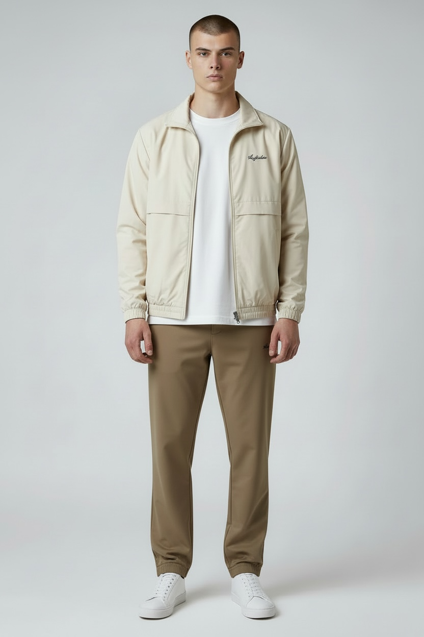 AUSTRALIAN Tuta Completa In Microfibra Con Zip Beige/Marrone SS26