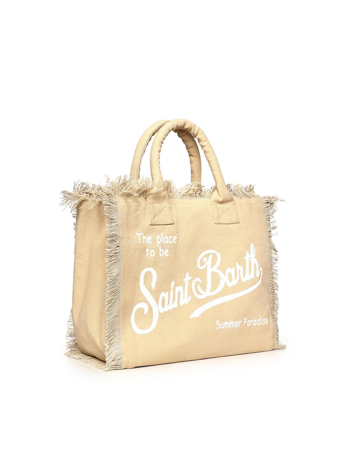 SAINT BARTH Borsa a spalla Borsa Vanity in canvas Beige Logo Bianco