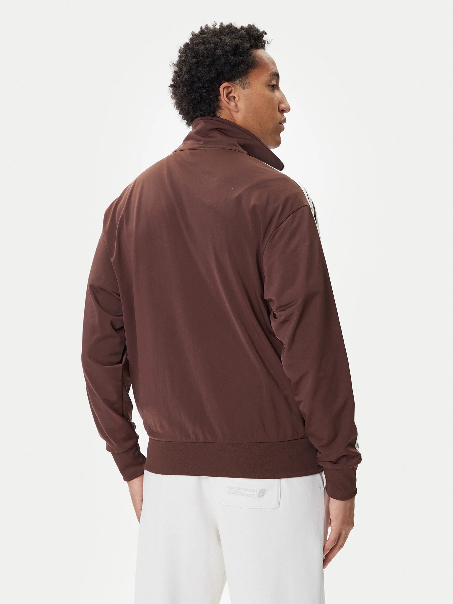 Adidas Originals Felpa con Zip Uomo Marrone Strisce Bianche