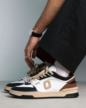 ORTO Sneakers In Pelle Bianca/Nera/Marrone