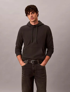 CALVIN KLEIN Felpa Con Cappuccio Terry Misto Cotone Con Badge Sulla Manica Nero 26/27