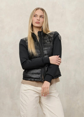 BLAUER Haskel Antivento Donna Meta Fasciato Metà Liscio Senza Cappuccio Nero