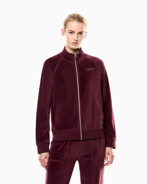 EMPORIO ARMANI DONNA TUTA ATHLETIC VELOUR IN CINIGLIA STRETCH BORDEAUX