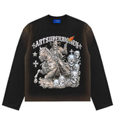 ART SUPER MONEY Felpa CROSS WESTERN Girocollo Nera