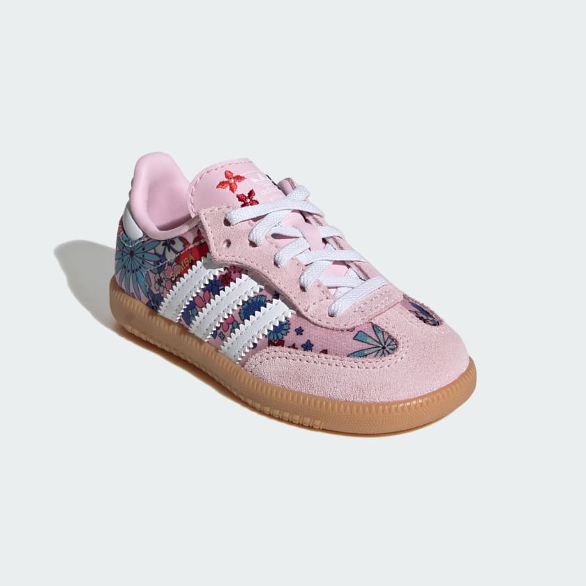 Adidas Samba “Liberty London” Baby Bambina Con Laccio Elastico Floreale Rosa Strisce Bianche