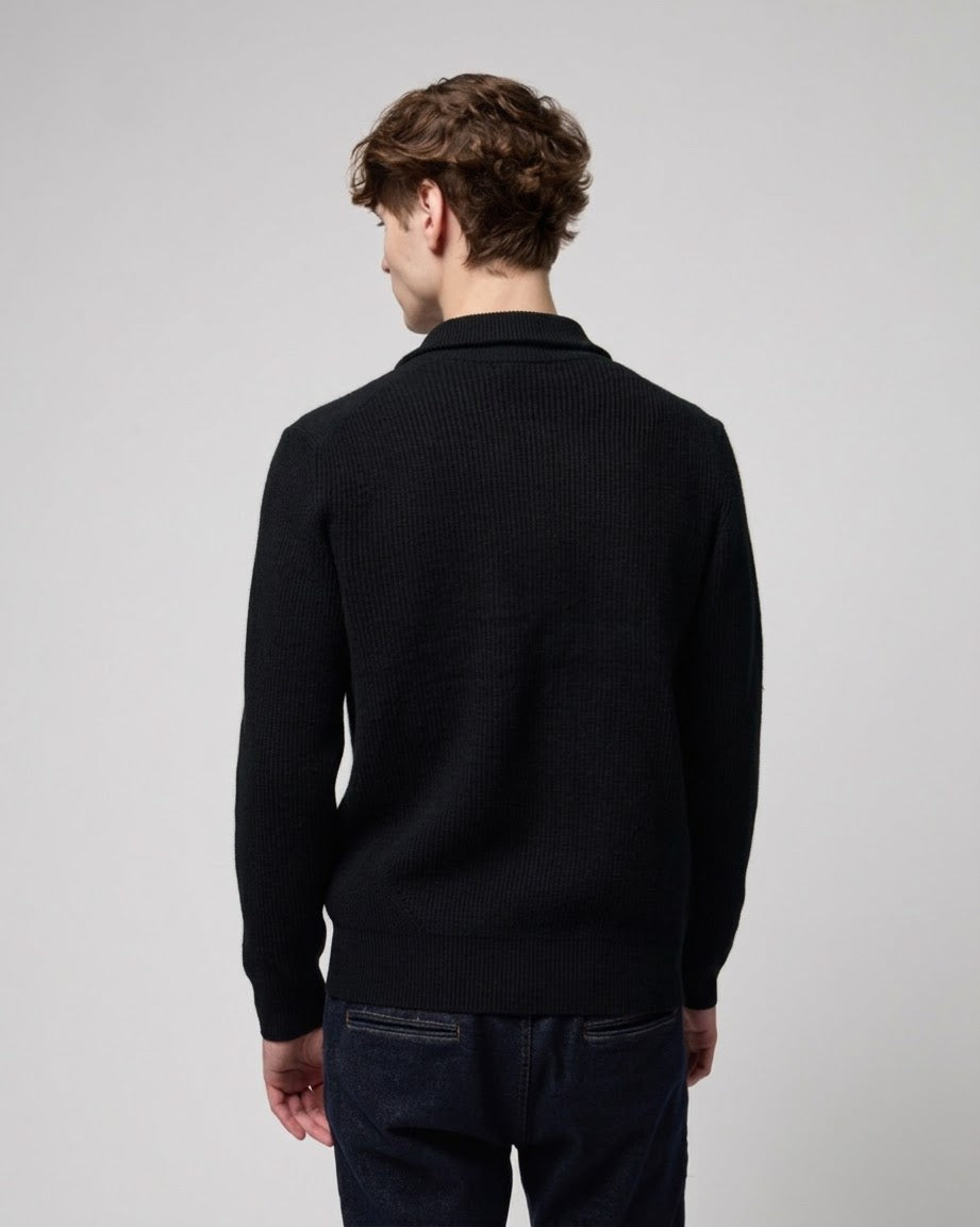 GIANNI LUPO Cardigan In Maglia Con Zip Nero