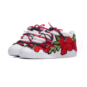 NIKE Air Force 1 Rope Laces Con Patch Rosa Rossa E Doppio Laccio