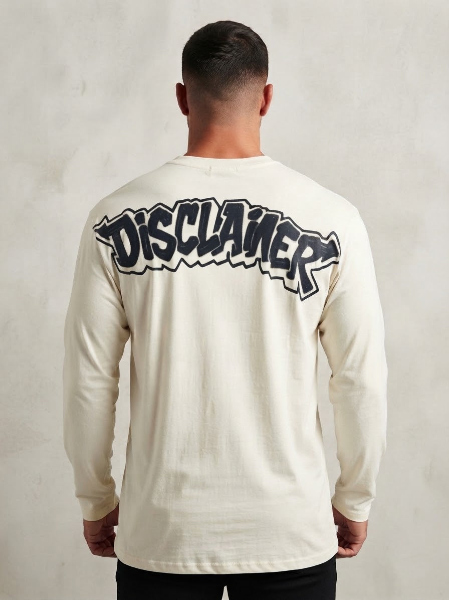 DISCLAIMER Felpa Girocollo Scritta Retro Beige