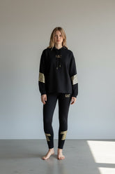 EMPORIO ARMANI TUTA NERA E ORO CON LEGGINGS COTONE DONNA
