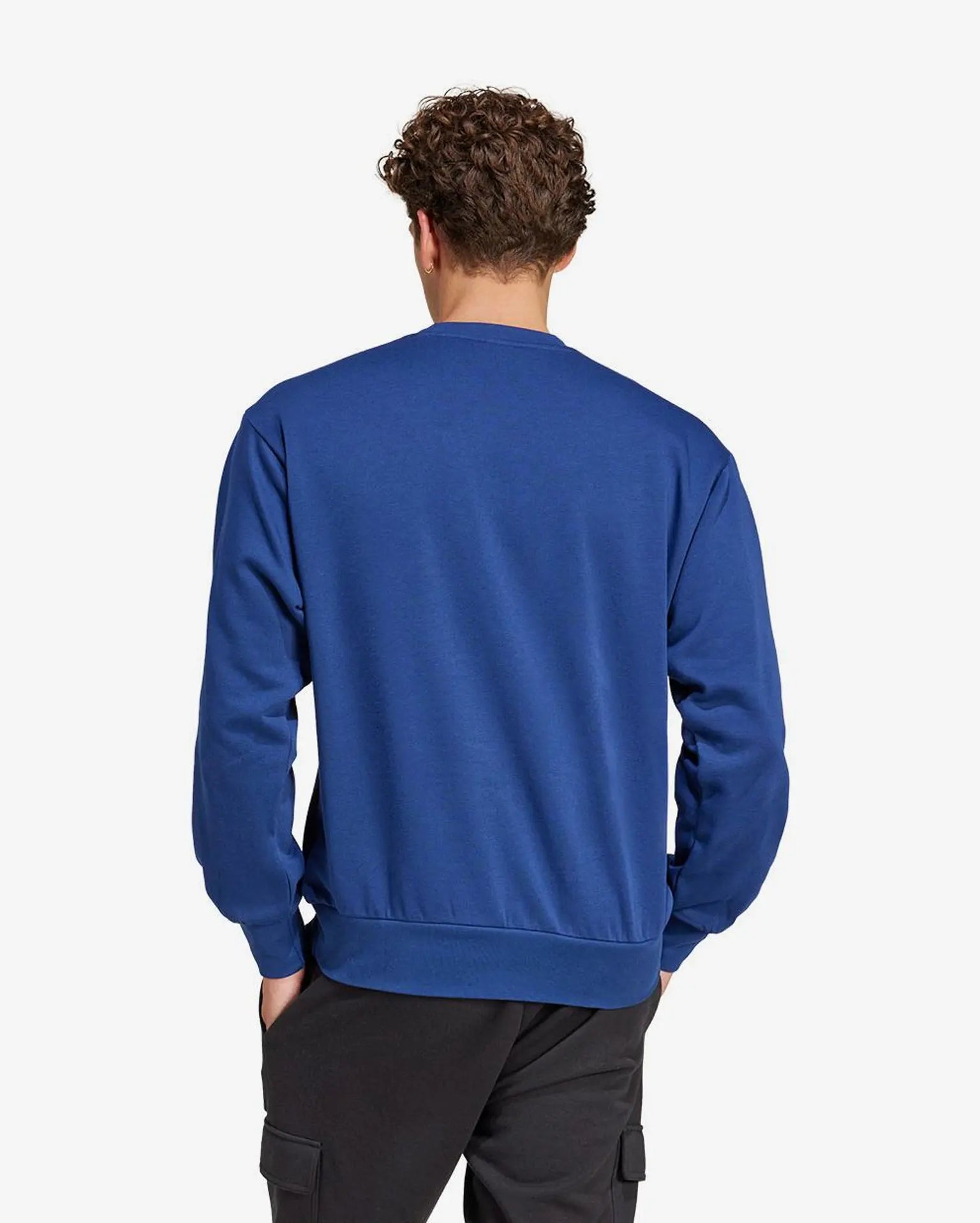 ADIDAS Felpa Girocollo in Cotone Blu Elettrico
