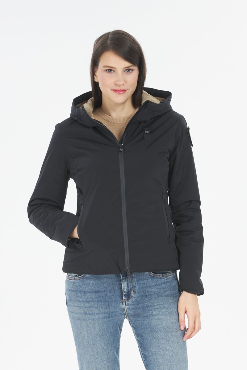 BLAUER Giubbotto Donna Liscio Invernale Con Pelliccia Interna Nero