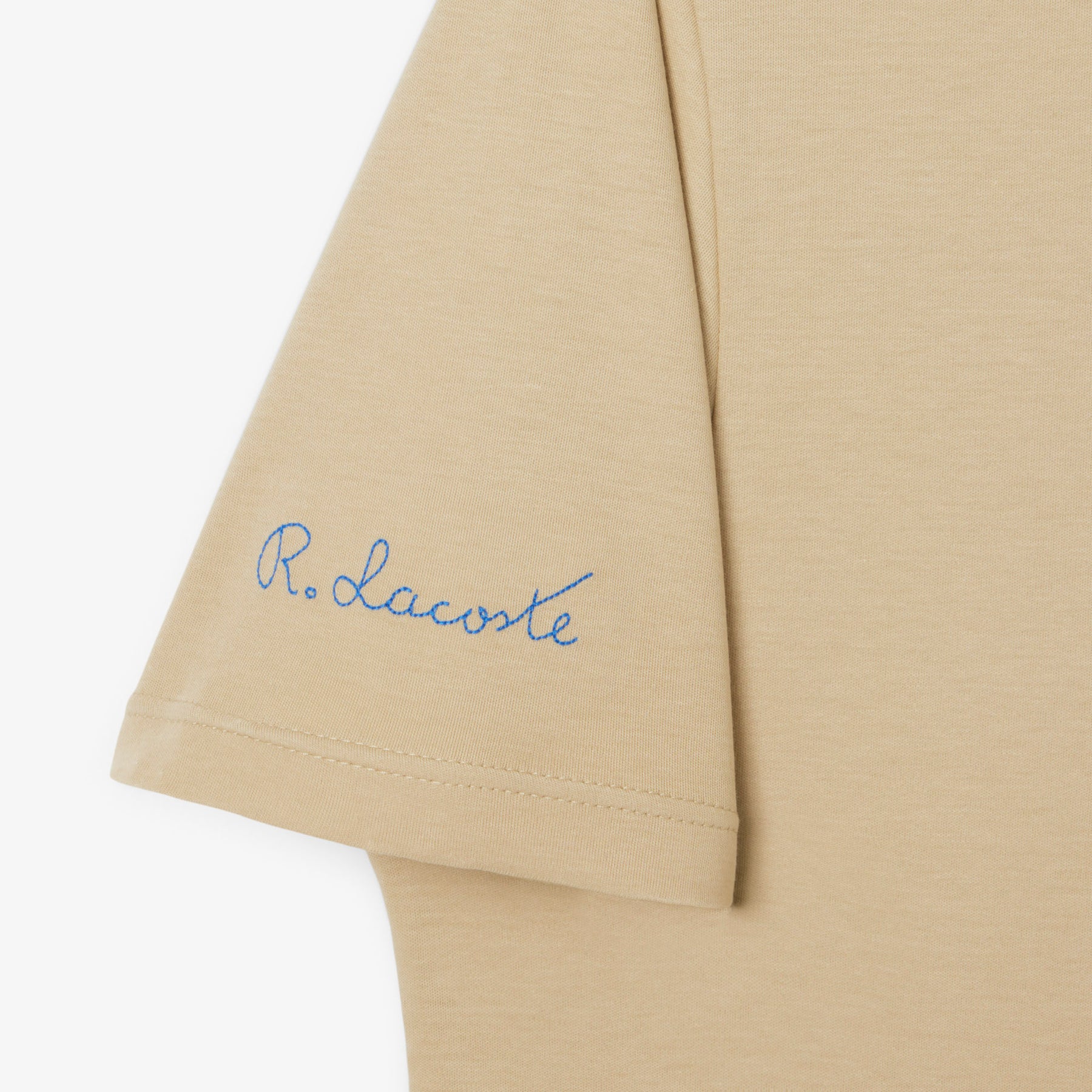 LACOSTE T-Shirt Con Ricamo Sulla Manica Beige