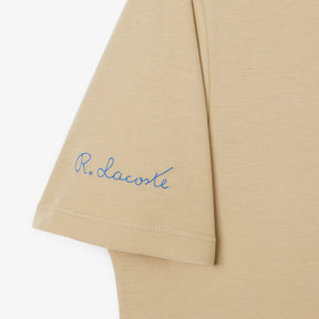 LACOSTE T-Shirt Con Ricamo Sulla Manica Beige