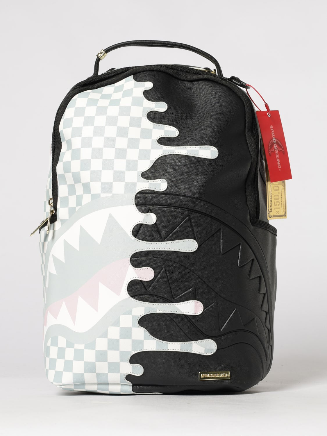SPRAYGROUND Zaino In Cotone Saffiano a Scacchi Nero/Grigio