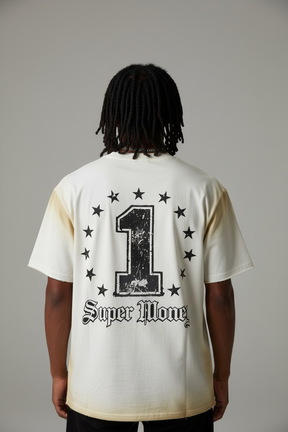 ART SUPER MONEY T-Shirt Grillz Con Stampa Fronte e Retro Con Brillantini Bianca