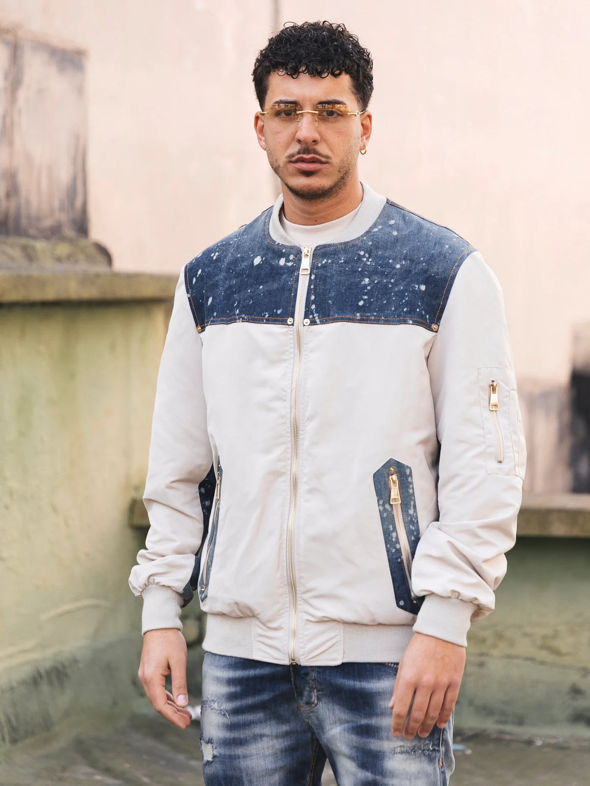 SOLDIER Jacket Con Dettagli in Jeans Beige/Denim