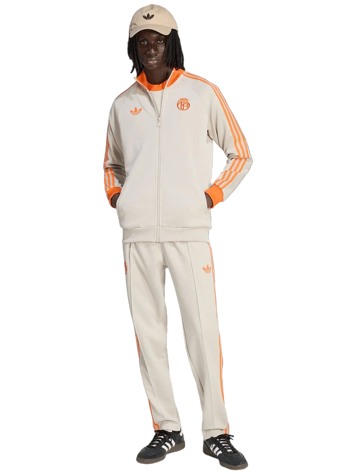 ADIDAS ORIGINALS Tuta Bayern Monaco Acetata Pantalone Fondo Largo Beige/Arancione