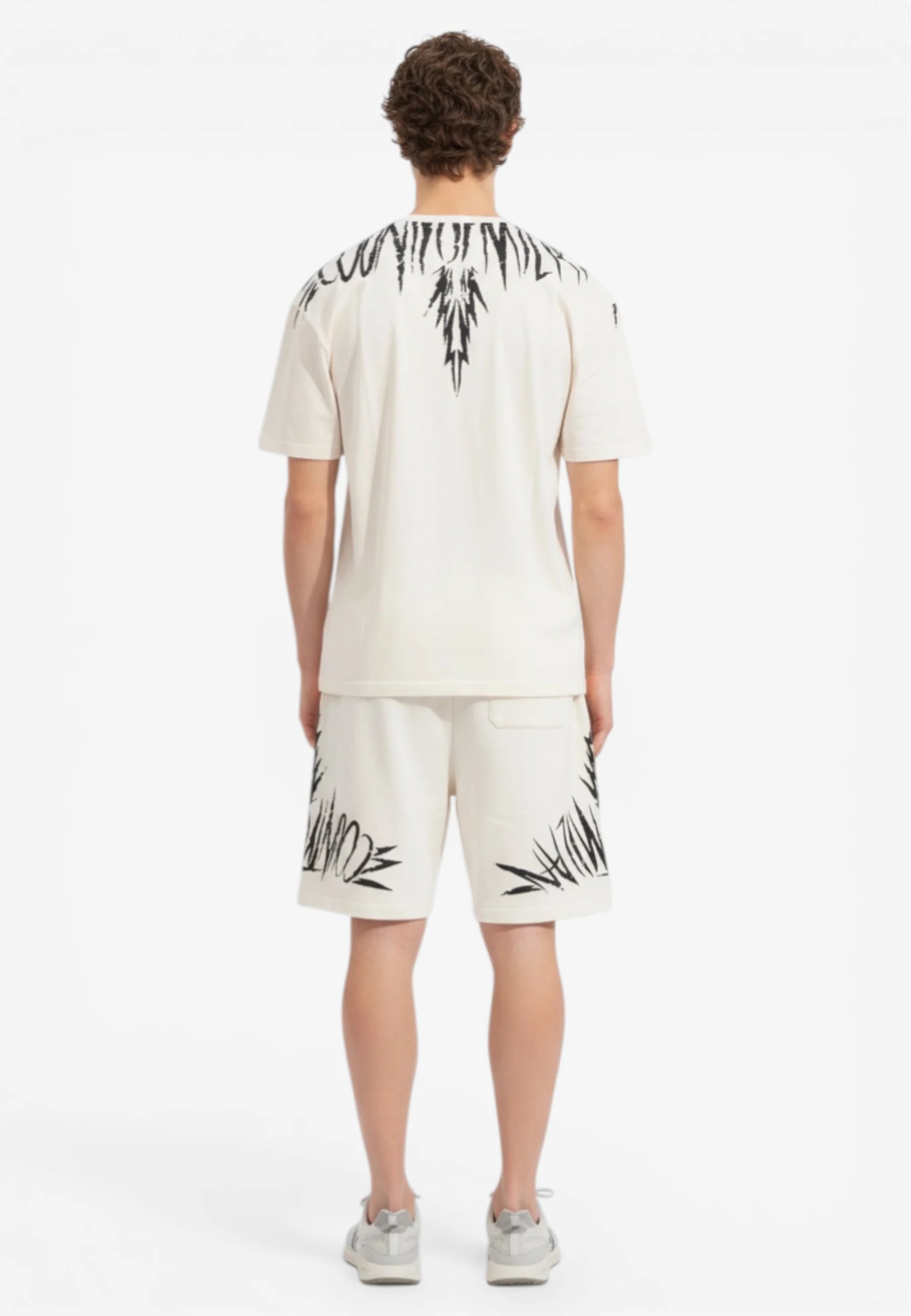 COUNTY OF MILAN Completino Marcelo Burlon T-Shirt e Pantaloncino Bianco Stampa Logo Nero