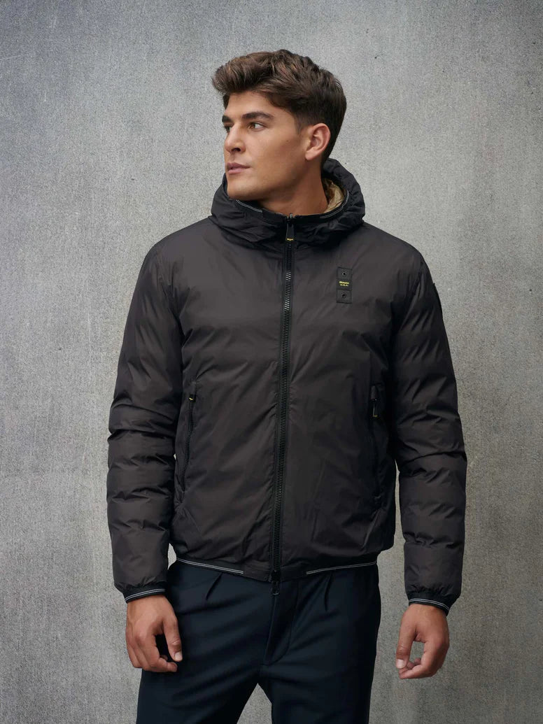 BLAUER Giubbotto Reversibile Liscio Uomo Invernale Nero/Beige