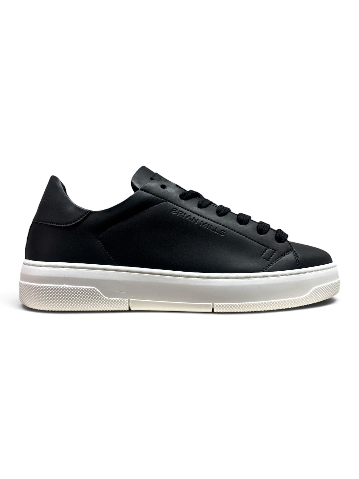 BRIAN MILLS Sneaker In Pelle Nera Suola Bianca