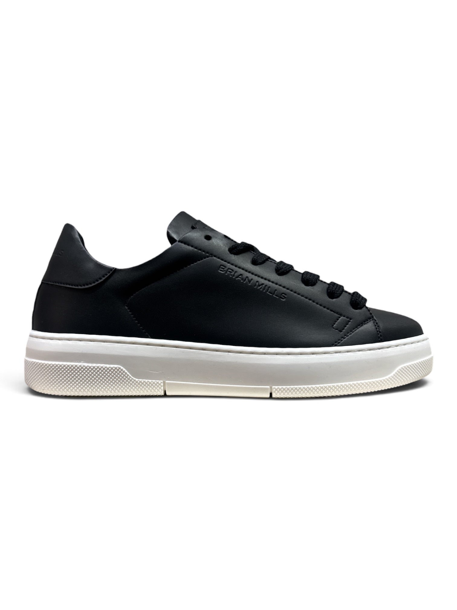 BRIAN MILLS Sneaker In Pelle Nera Suola Bianca