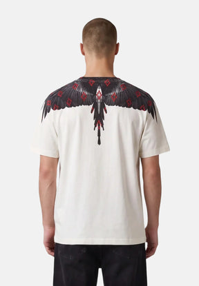 COUNTY OF MILAN T-Shirt Panna Marcelo Burlon Ali Nere, Multilogo Rosso