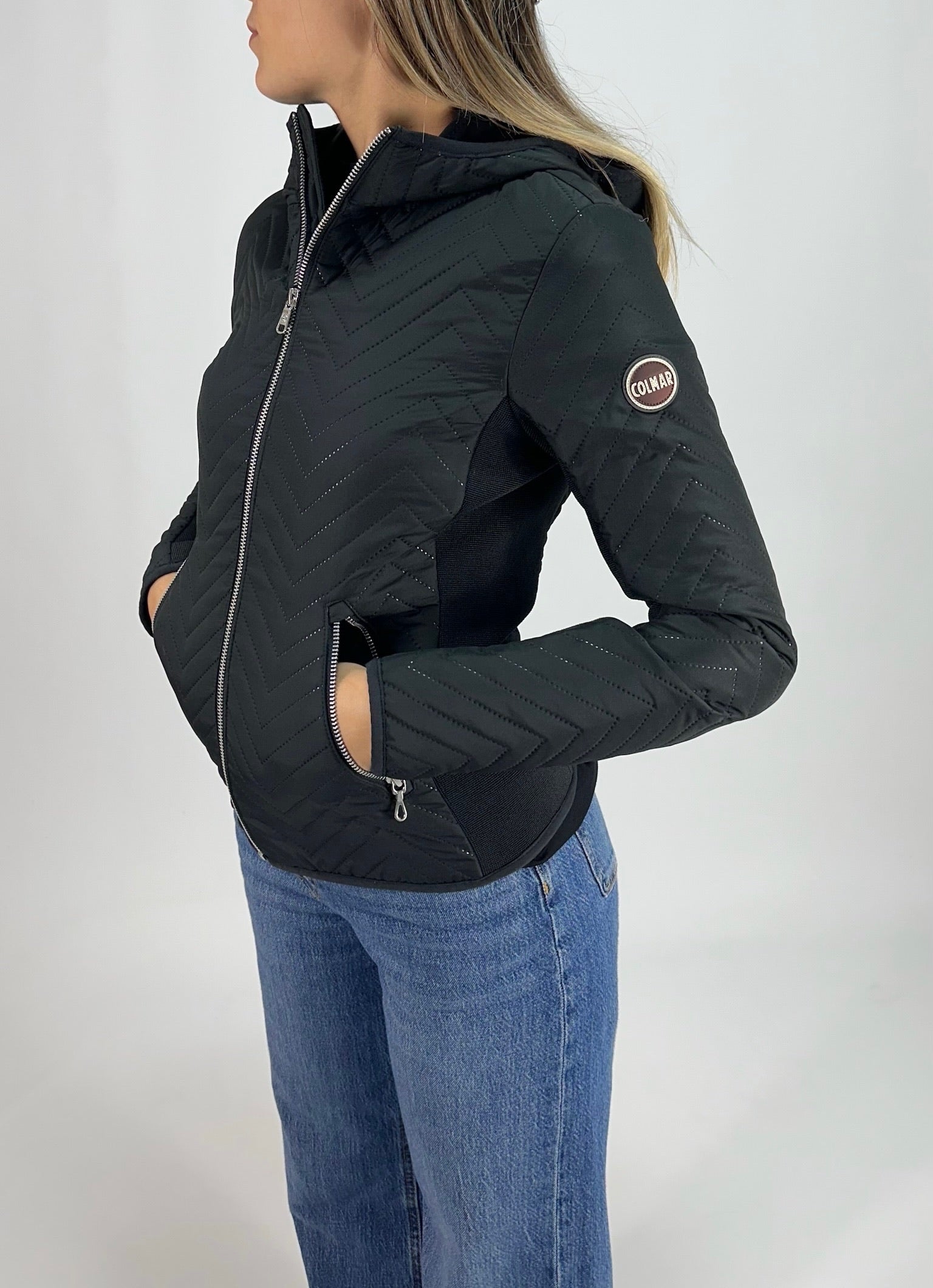 COLMAR GIUBBOTTO MOD.2033 TES.9QA NERO 100g CON CAPPUCCIO DONNA