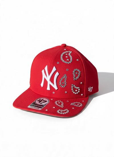 ‘47 CUSTOM Cappello Visiera Piatta Regolabile Personalizzato Con Strass Rosso