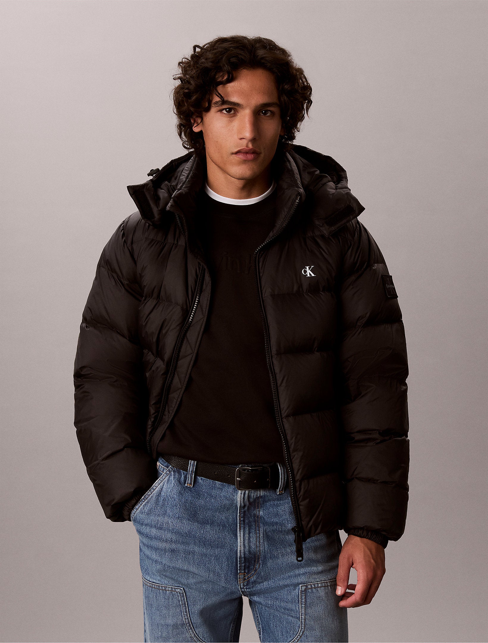CALVIN KLEIN Giubbotto Invernale Bomber Con Logo Piccolo Sul Petto Nero 26/27