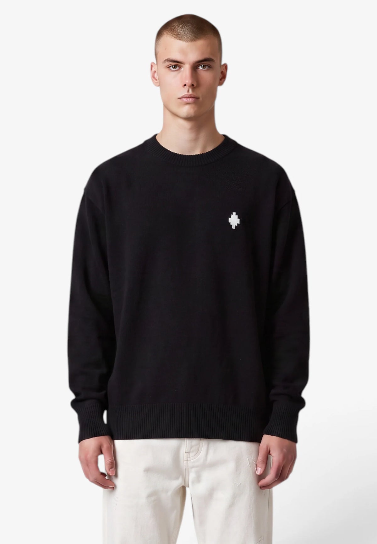 COUNTY OF MILAN Maglione Marcelo Burlon Nero Logo Frontale E Logo Retro