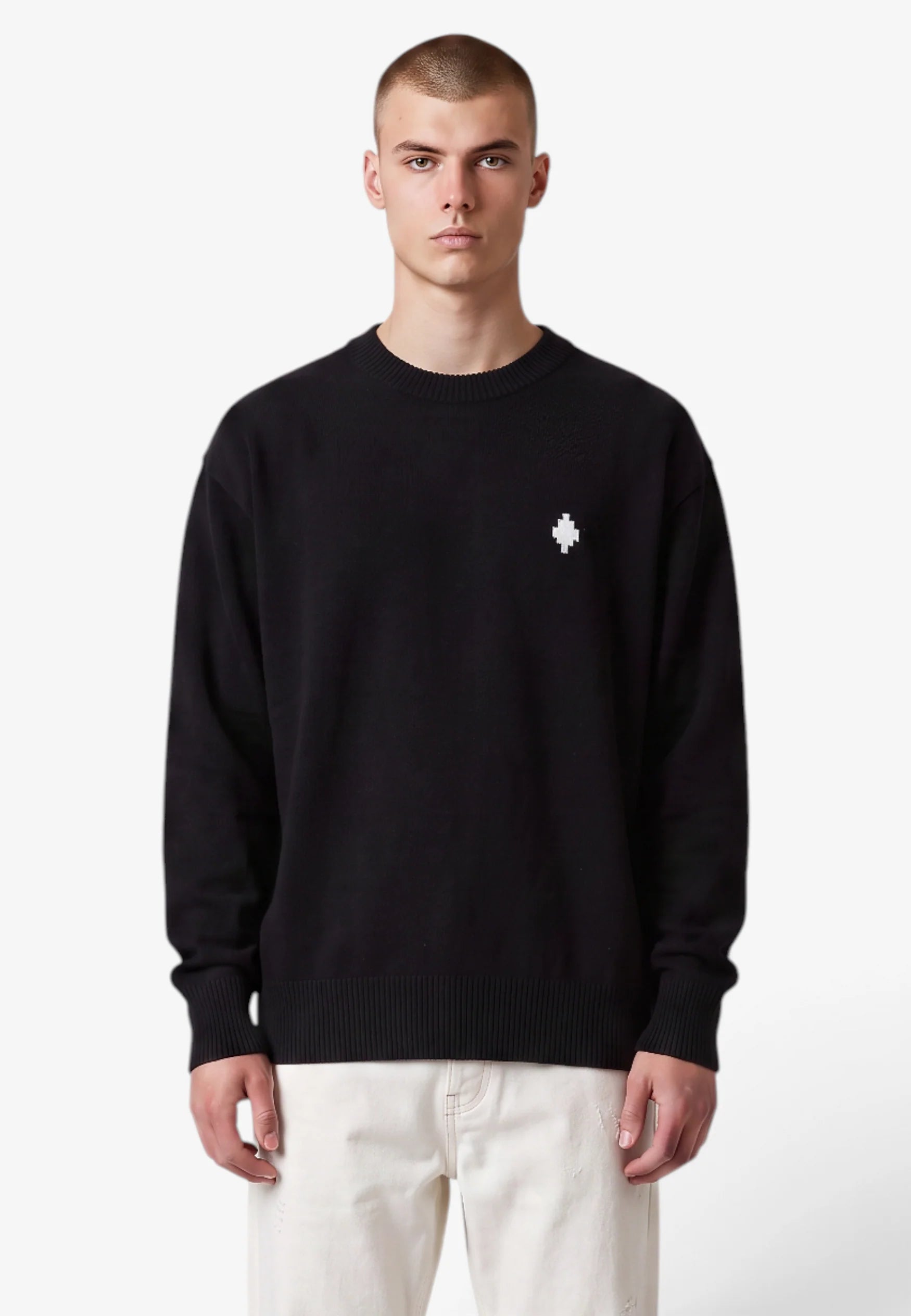 COUNTY OF MILAN Maglione Marcelo Burlon Nero Logo Frontale E Logo Retro