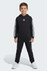 ADIDAS Tuta Felpata Bambino Tre Strisce Con Cappuccio Nera/Bianca