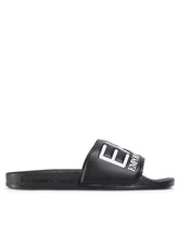 EMPORIO ARMANI Ciabatta Nera Fascia Logo Bianco