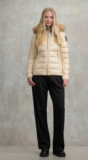 BLAUER Giubbotto Donna Piumino Fasciato Con Pelliccia Beige