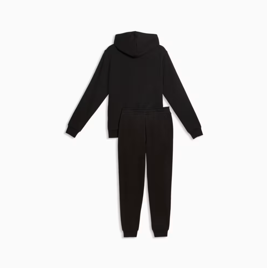 PUMA Tuta In Cotone Garzato Con Zip e Cappuccio Nera/Grigia