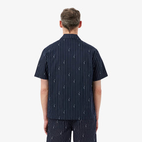 LACOSTE Coordinato Camicia Mezze Maniche e Pantaloncino Rigato Nero