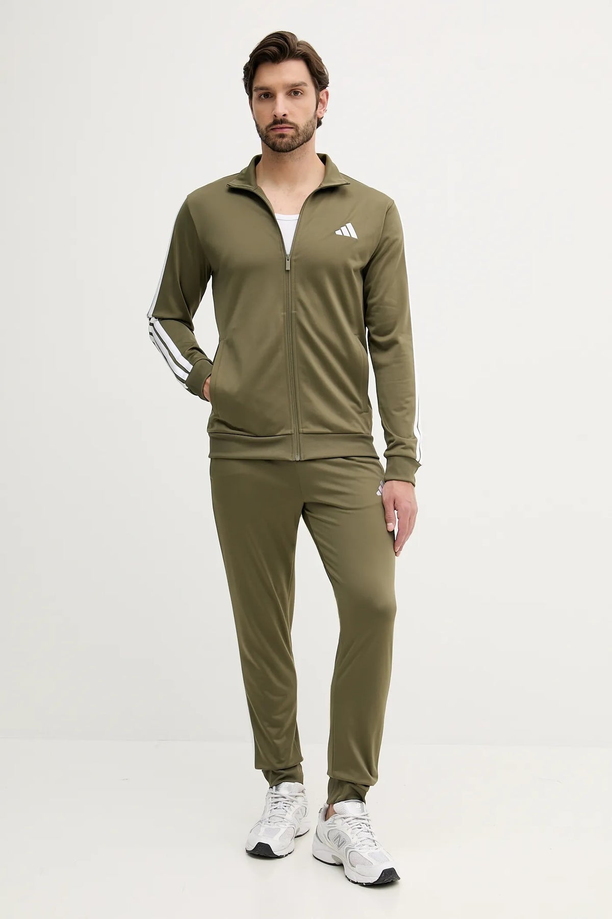 ADIDAS Tuta Acetata Con Zip Senza Cappuccio Verde Militare